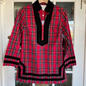 NWT Sail to Sable red tartan plaid tunic top